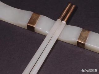 清代 和田玉包金餐具一套「旧藏」匕首长28.5cm碗高7cm口径13.4cm