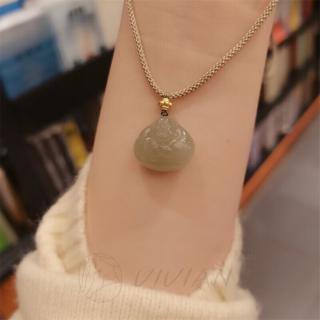 雅帝阁抱抱佛和田玉项链女锁骨链轻奢小众编织绳晴水料如意玉吊坠 和