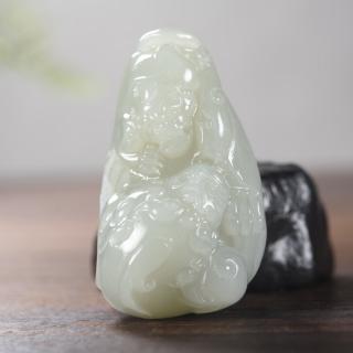 疆友 孤品 和田玉貔貅吊坠 男款玉石礼物 子母貔貅挂件 57克